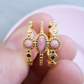 Non Tarnish Layered Cluster Pink Stone Adjustable Ring, 4 of 10