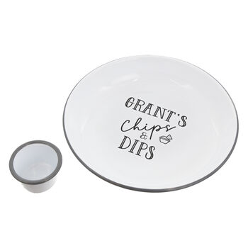 Personalised Enamel Chips And Dips Bowl With Ramekin, 5 of 5
