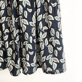 Navy Linen Printed Midi Skirt, Painting Print Skirt, 5 of 7