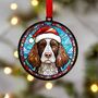 Springer Spaniel In Santa Hat Suncatcher Decoration, thumbnail 1 of 6