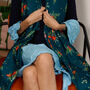 Teal Botanical Printed Scarf, thumbnail 2 of 8