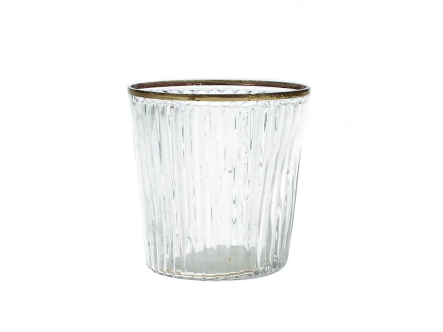 clear glass tea light holder with gold rim by the wedding of my dreams
