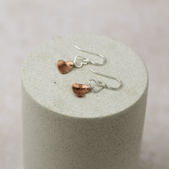 Sterling Silver And Copper Heart Earrings, 2 of 5