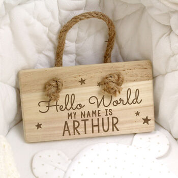 Personalised 'Hello World' Wooden Sign, 2 of 6