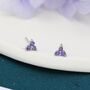 Tiny Amethyst Purple Trio Stud Earrings Sterling Silver, thumbnail 1 of 12