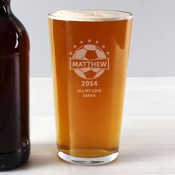 Football Gifts For Him Personalised Pint Glass, 2 of 5