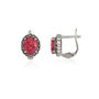 Round Red Opal High Quality Sterling Silver Earrings, thumbnail 2 of 5