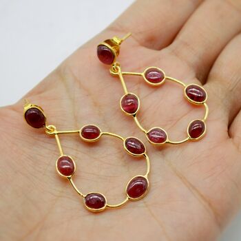 Ruby Hoops Sterling Silver Earrings, 6 of 6