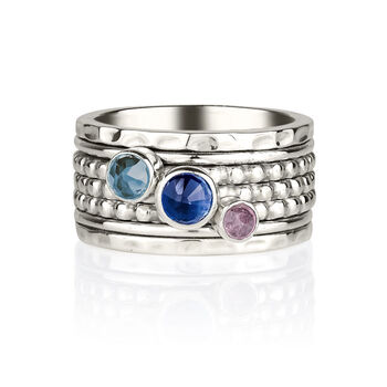 Ethereal Dream Blue Topaz, Kyanite And Tourmaline Sterling Silver Spinning Ring, 4 of 4