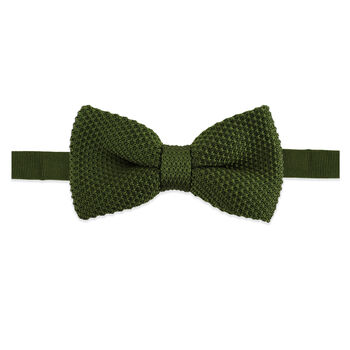 Olive Green Diamond End Knitted Neck Tie In 100% Soft Polyester, 7 of 7