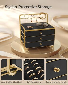 Three Tier Jewellery Organiser Storage Box, 5 of 7