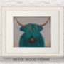 Highland Cow In Turquoise, Art Print Framed Or Unframed, thumbnail 6 of 9