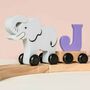 Personalised Elephant Wooden Pastel Letter Name Train Toy, thumbnail 8 of 12
