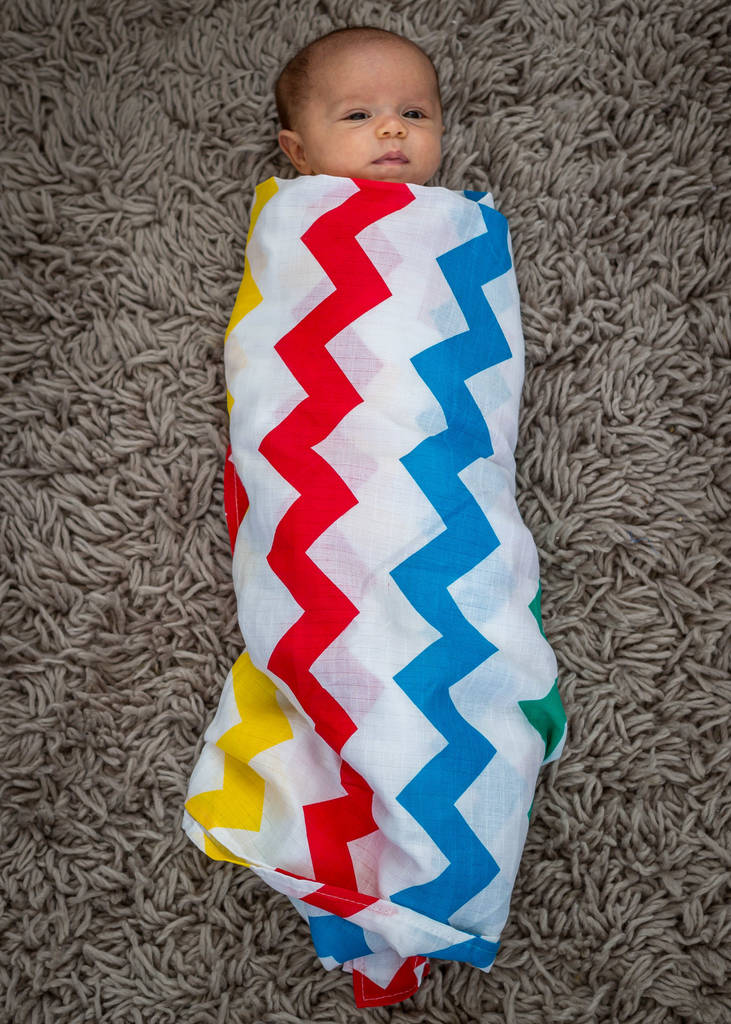 Baby Rainbow Chevron Swaddle Muslin By Lil' Cubs