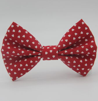 Red And White Hearts Dog Bow Tie, 3 of 7