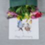 'Happy Anniversary' Fresh Flower And Card Gift, thumbnail 3 of 7