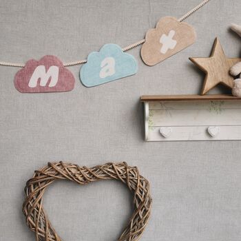 Cloud Shaped Garland In Pastel Pink, Blue And Beige, 12 of 12