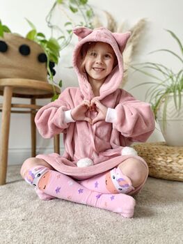 Pink Fox Infant Kids Junior Teen Snuggle/Blanket Hoodie, 3 of 7