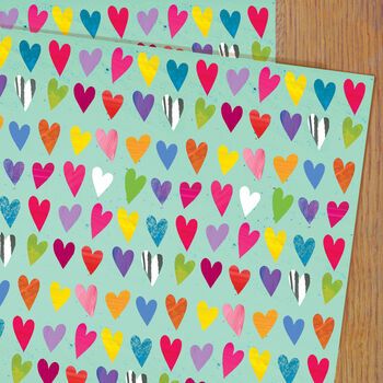 Coloured Hearts Gift Wrap Two Sheets, 2 of 5