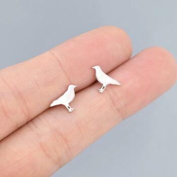 Crow Bird Stud Earrings In Sterling Silver, 2 of 11