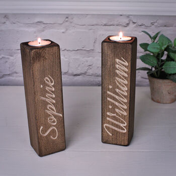 Personalised Name Wooden Tealight Candle Holders, 4 of 4