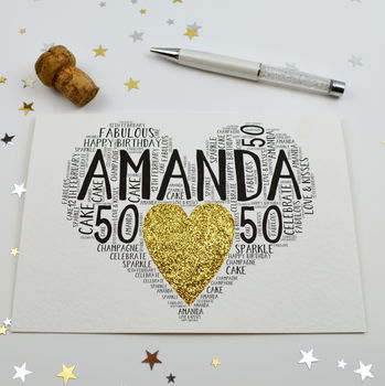 Personalised 50th Birthday Sparkle Card, 8 of 12