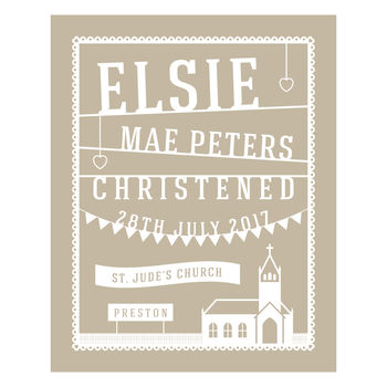 Papercut Style Personalised Christening Gift Print, 3 of 5