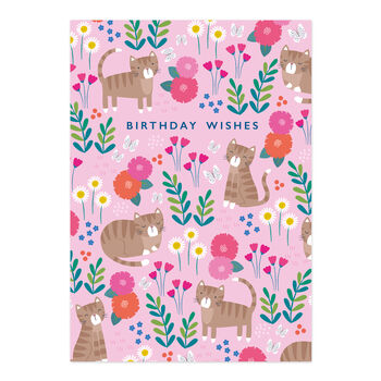 Birthday Wishes Tabby Cat Patterned Card, 3 of 4