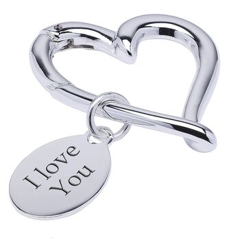 Personalised Silver Plated Heart Carabiner Keyring, 2 of 3