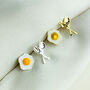 Sterling Silver Fried Egg And Spoon Earrings, thumbnail 2 of 5