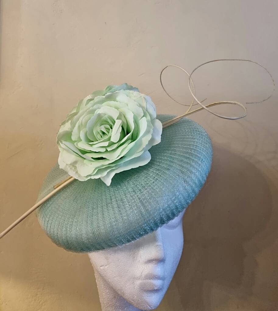 Mint Green Hat With Flower Detail, 1 of 2