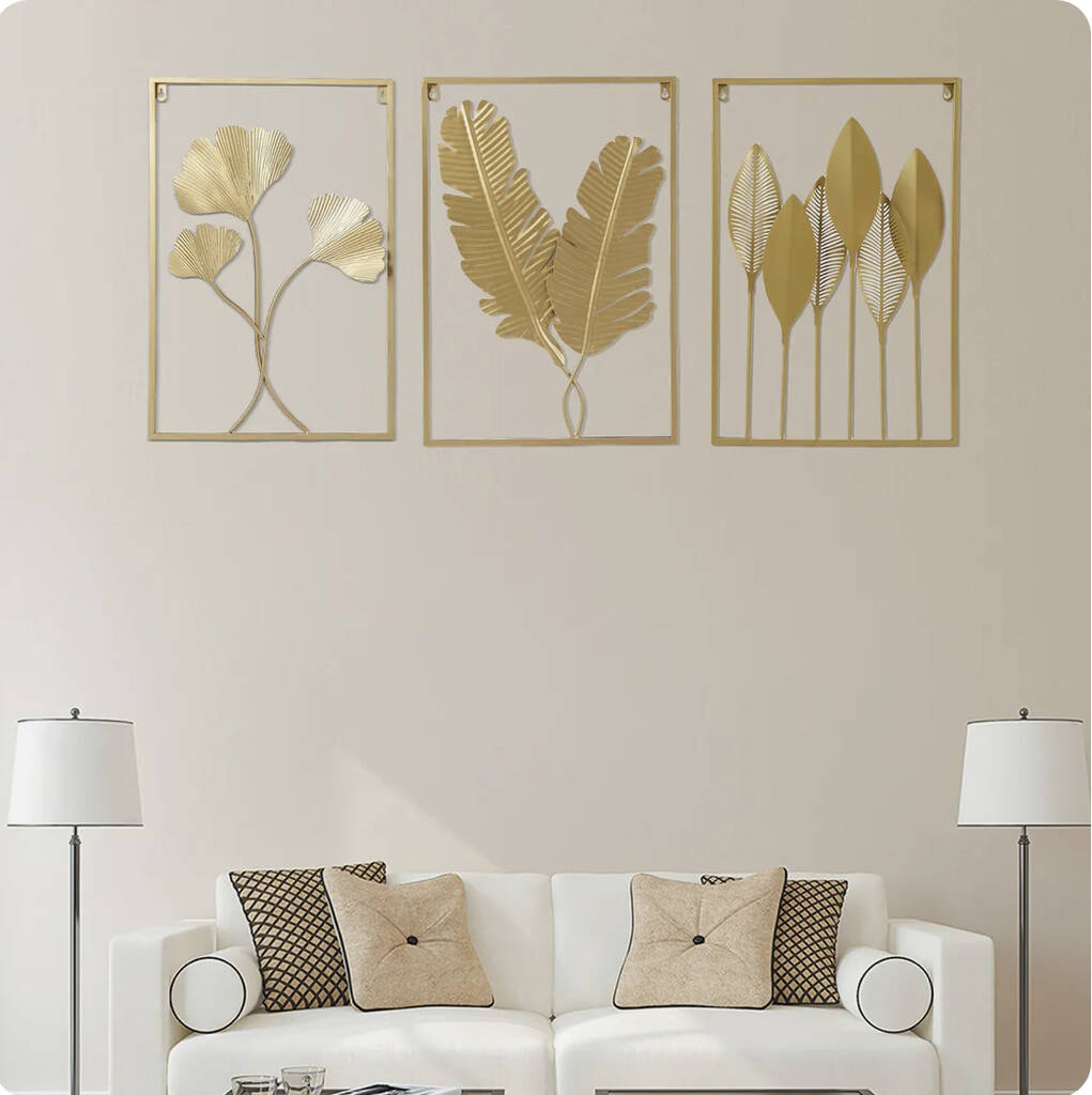Gold Leaf Metal Wall Art Decor In Seven Designs By Rowan Homes