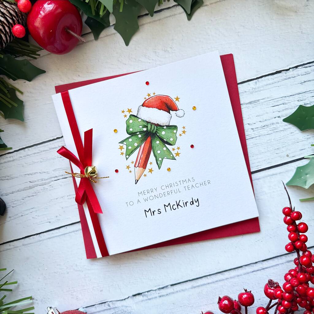 Thank You Teacher/Teaching Assistant, Handmade Christmas Card, 1 of 4