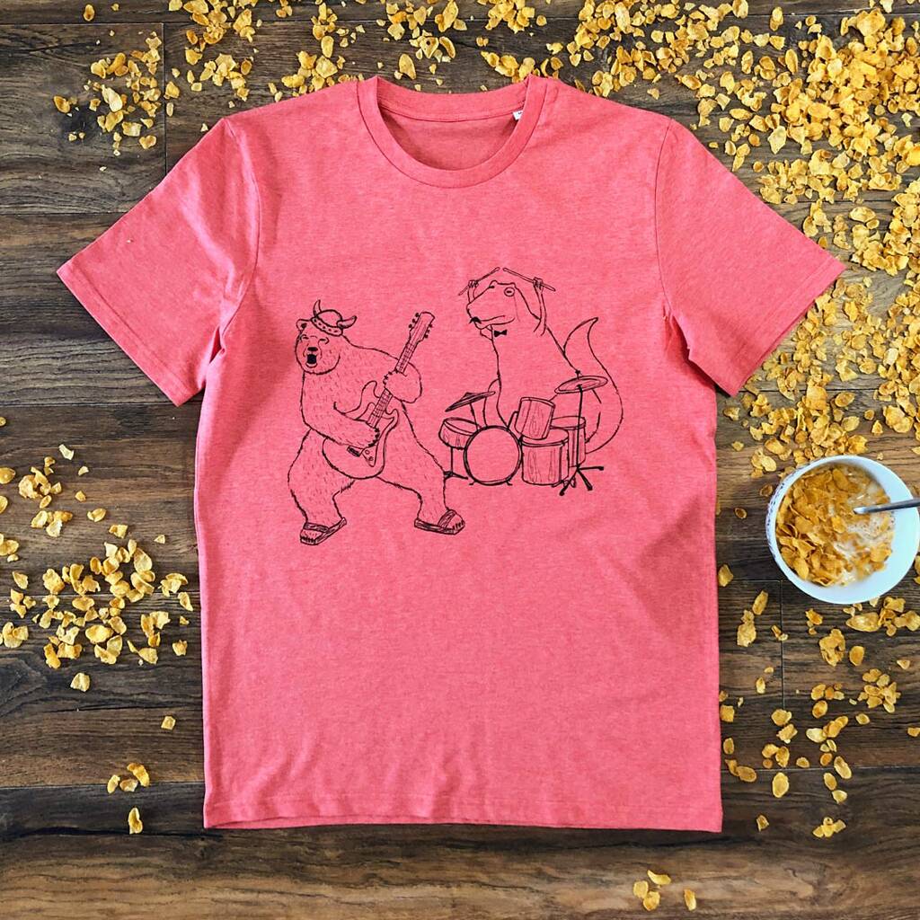 Rock Out Bear Men's Organic T Shirt, 1 of 6