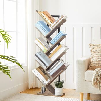 Tree Bookshelf Bookcase Standing Shelf Rack Organiser, 8 of 12