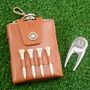 Personalised Leather Golf Hip Flask Gift Set, thumbnail 1 of 5