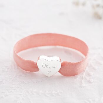 Heidi Heart Charm Personalised Stretch Bracelet, 3 of 9