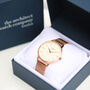 Ladies Personalised Watch With Rose Gold Strap, thumbnail 3 of 4