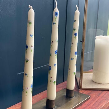 Hand Painted Blue And White Floral Candles, 4 of 4