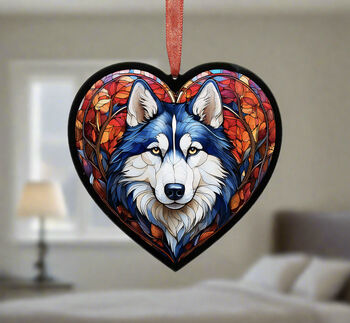 Husky Stained Glass Effect Heart Suncatcher, 4 of 5