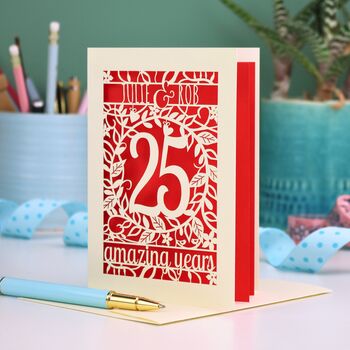 Silver Wedding Anniversary Card 25 Amazing Years, 6 of 7