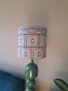 Drum Lampshade Blue And Ecru, 2 of 4