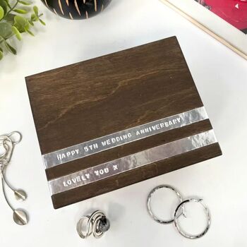 Personalised Wooden Anniversary Cufflink/Trinket Box, 2 of 11