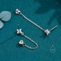 Sterling Silver Hydrangea Cz Chain Earrings In Sterling Silver, thumbnail 5 of 12