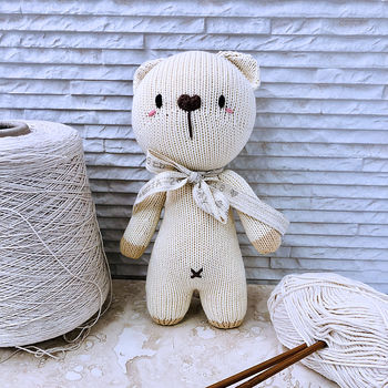 Personalised Hand Knitted First Teddy Bear, 2 of 12