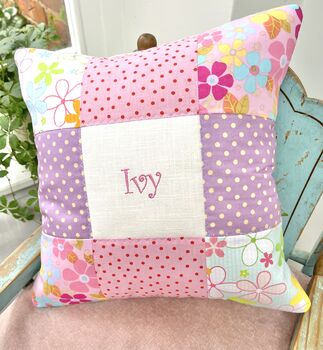 Bright Pink And Purple Name Cushion, 2 of 3
