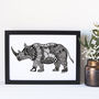 Hand Drawn Rhinoceros Print, thumbnail 1 of 2