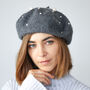 Pearl Embellished Wool Beret, thumbnail 2 of 12