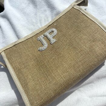 Personalised Canvas Jute Clutch Pouch Makeup Bag, 2 of 5