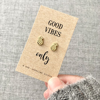Silver Pineapple Earrings. Good Vibes Only, 4 of 6